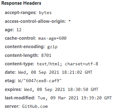 Response Header Info.